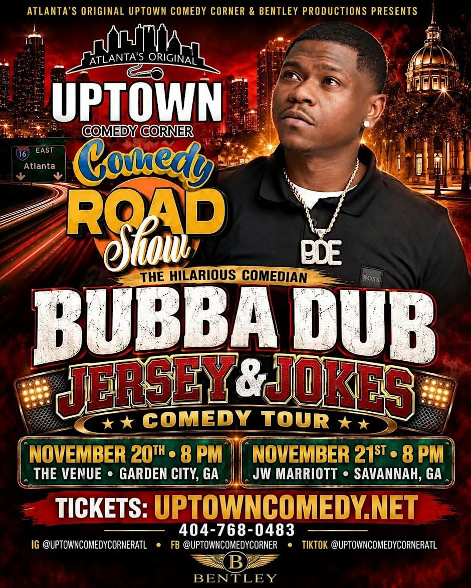 Comedian Bubba Dub & The Jersey & Jokes Comedy Tour in Savannah, Ga.